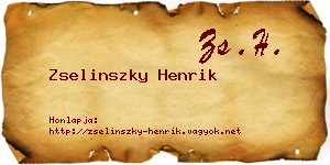 Zselinszky Henrik névjegykártya